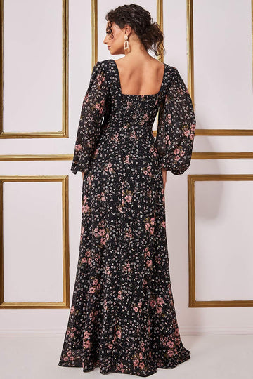 Floral Print Shirred Back Maxi Dress Goddiva
